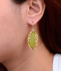 Barse Bronze and Green Jasper Enchanted Vine Statement Drop Earrings