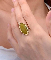 Barse Bronze and Green Jasper Enchanted Vine Statement Ring