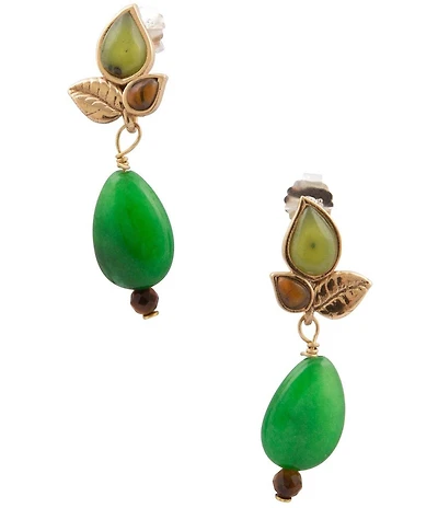 Barse Bronze and Green Jasper Whisper Drop Earrings