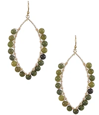 Barse Bronze and Green Jasper Willow Statement Drop Earrings