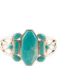 Barse Deco Green Turquoise and Golden Statement Cuff Bracelet
