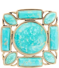 Barse Deco Green Turquoise Golden Statement Ring