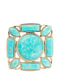 Barse Deco Green Turquoise Golden Statement Ring
