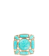 Barse Deco Green Turquoise Golden Statement Ring
