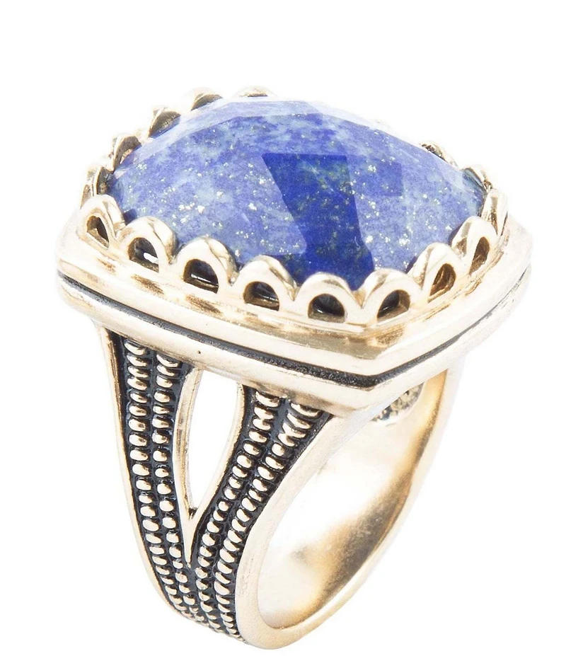 Barse Blue Lapis Golden Cocktail Ring