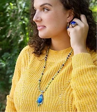 Barse Blue Lapis Golden Cocktail Ring
