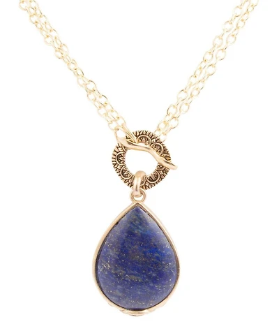 Barse Abby Blue Lapis Golden Pendant Necklace