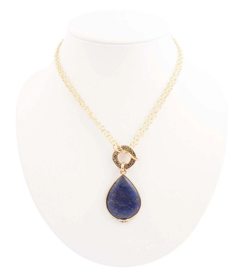 Barse Abby Blue Lapis Golden Pendant Necklace