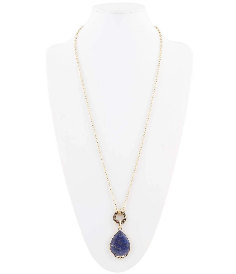 Barse Abby Blue Lapis Golden Pendant Necklace