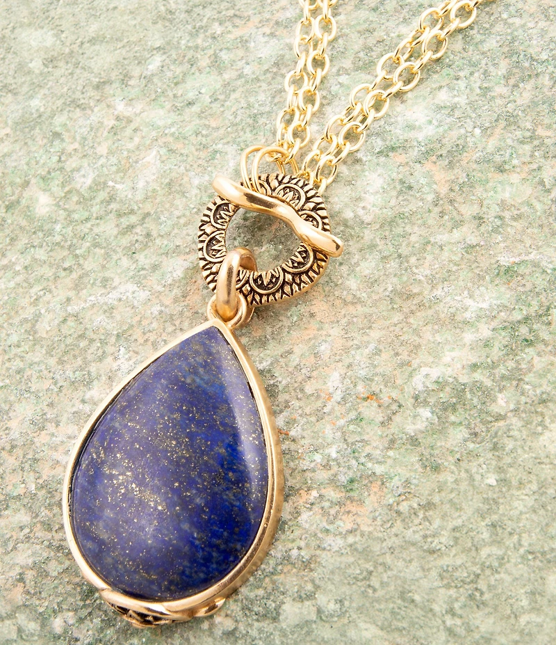 Barse Abby Blue Lapis Golden Pendant Necklace