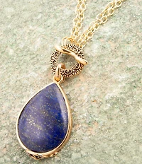 Barse Abby Blue Lapis Golden Pendant Necklace