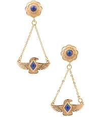 Barse Bronze And Lapis Desert Thunderbird Drop Earrings