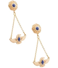 Barse Bronze And Lapis Desert Thunderbird Drop Earrings