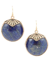 Barse Blue Lapis Circle Golden Drop Earings