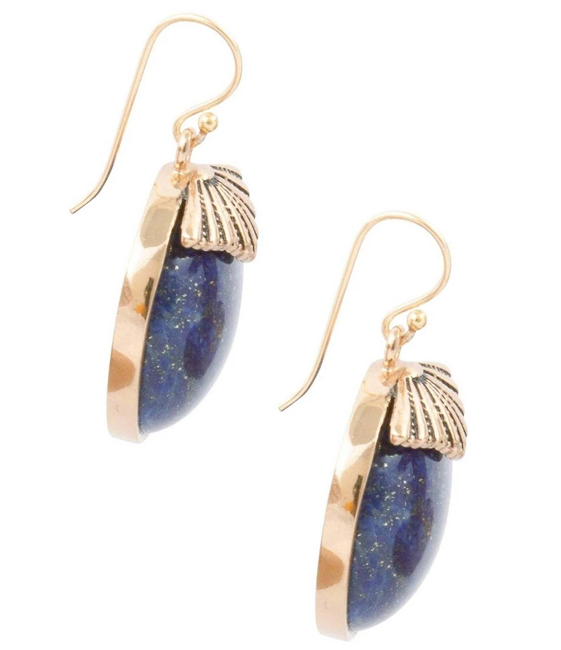 Barse Blue Lapis Circle Golden Drop Earings