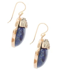 Barse Blue Lapis Circle Golden Drop Earings