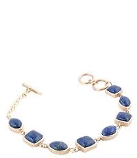Barse Blue Lapis Hammered Link Golden Bracelet