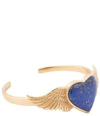Barse Bronze And Lapis Winged Heart Cuff Bracelet