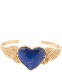 Barse Bronze And Lapis Winged Heart Cuff Bracelet