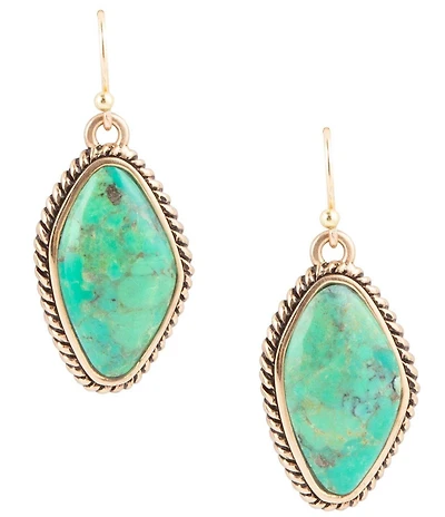 Barse Lime Green Turquoise Golden Drop Earrings