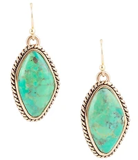 Barse Lime Green Turquoise Golden Drop Earrings