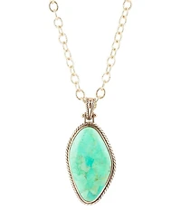 Barse Lime Green Turquoise Boulder Golden Pendant Necklace