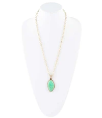 Barse Lime Green Turquoise Boulder Golden Pendant Necklace