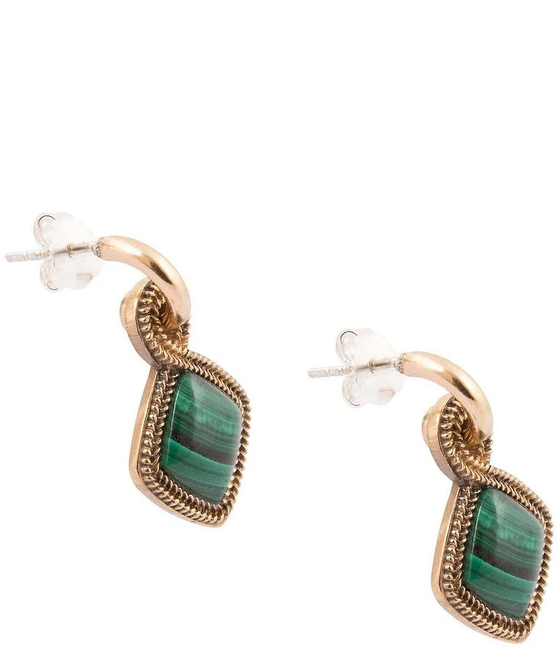Barse Bronze and Malachite Lush Radiance Drop Earrings
