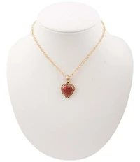 Barse Bronze and Metal Infused Red Magnesite Heart Short Pendant Necklace