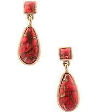 Barse Bronze and Metal Infused Red Magnesite Scarlet Luxe Drop Earrings