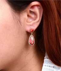 Barse Bronze and Metal Infused Red Magnesite Scarlet Luxe Drop Earrings