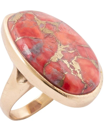 Barse Bronze and Metal Infused Red Magnesite Scarlet Luxe Statement Ring