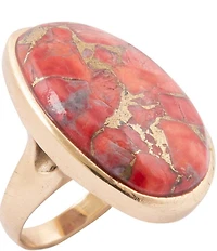 Barse Bronze and Metal Infused Red Magnesite Scarlet Luxe Statement Ring