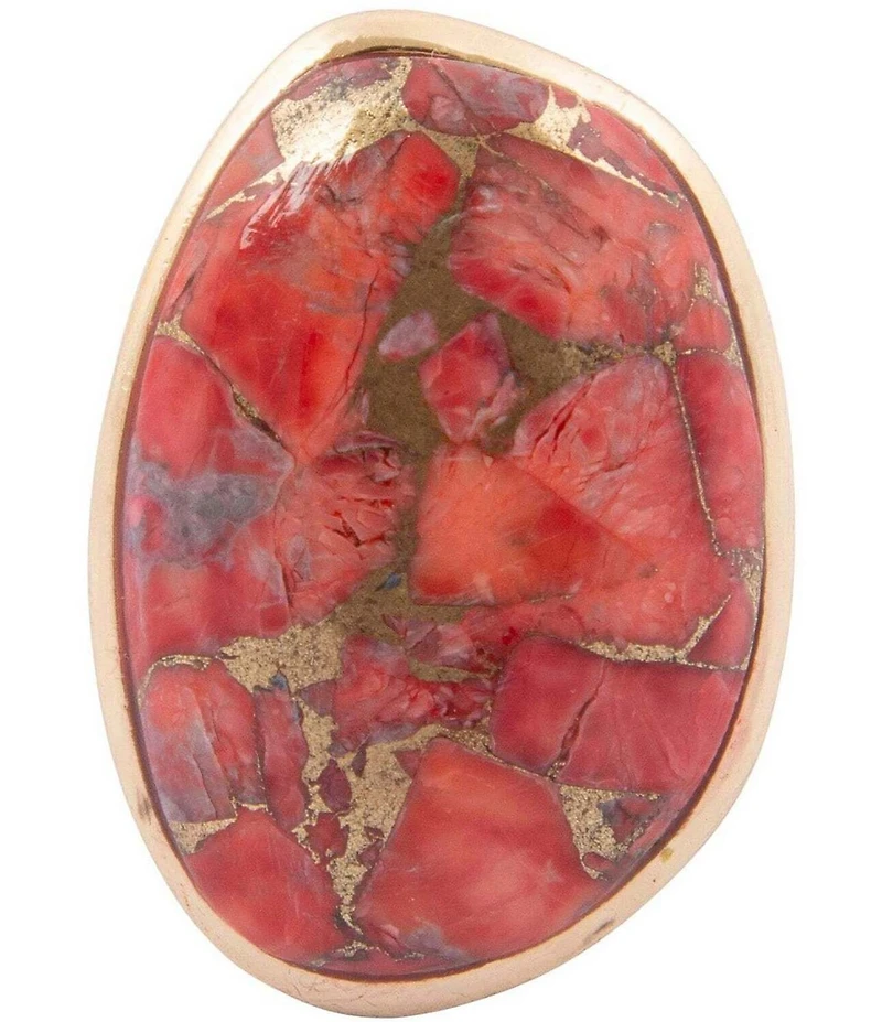 Barse Bronze and Metal Infused Red Magnesite Scarlet Luxe Statement Ring