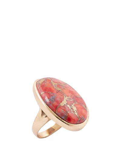 Barse Bronze and Metal Infused Red Magnesite Scarlet Luxe Statement Ring