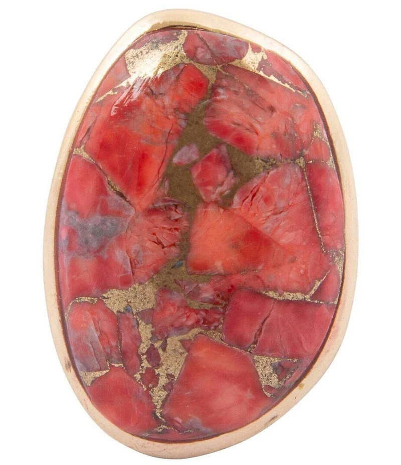 Barse Bronze and Metal Infused Red Magnesite Scarlet Luxe Statement Ring