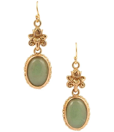 Barse Bronze and Misty Meadow Green Aventurine Drop Earrings