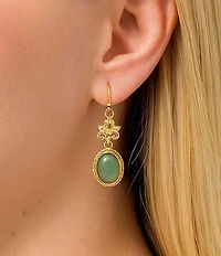 Barse Bronze and Misty Meadow Green Aventurine Drop Earrings