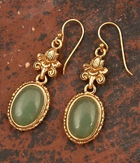 Barse Bronze and Misty Meadow Green Aventurine Drop Earrings