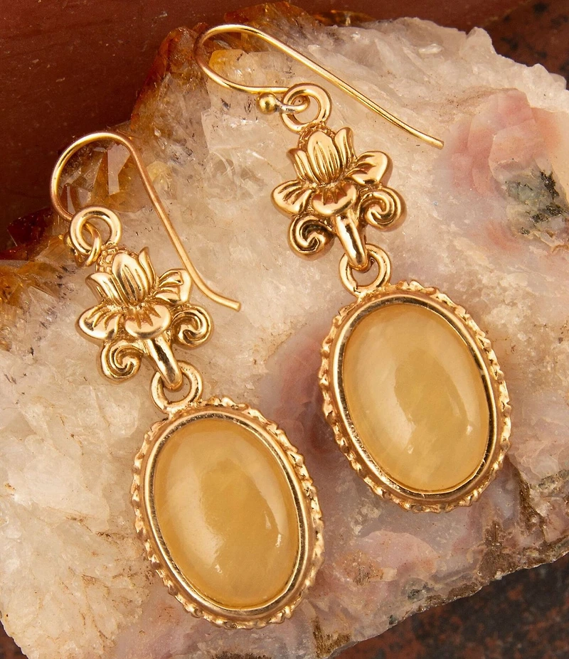 Barse Bronze and Misty Meadow Green Aventurine Drop Earrings