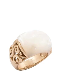 Barse Bronze and Mother Of Pearl Moonlace Statement Ring