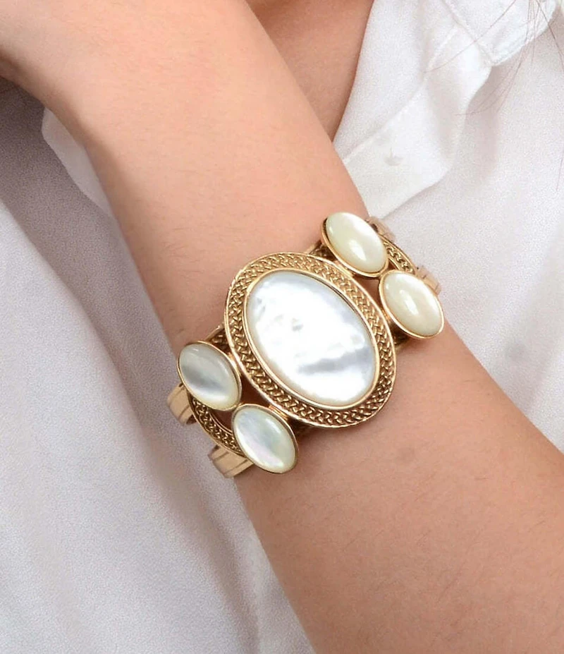 Barse Bronze and Mother Of Pearl Ovation Statement Cuff Bracelet