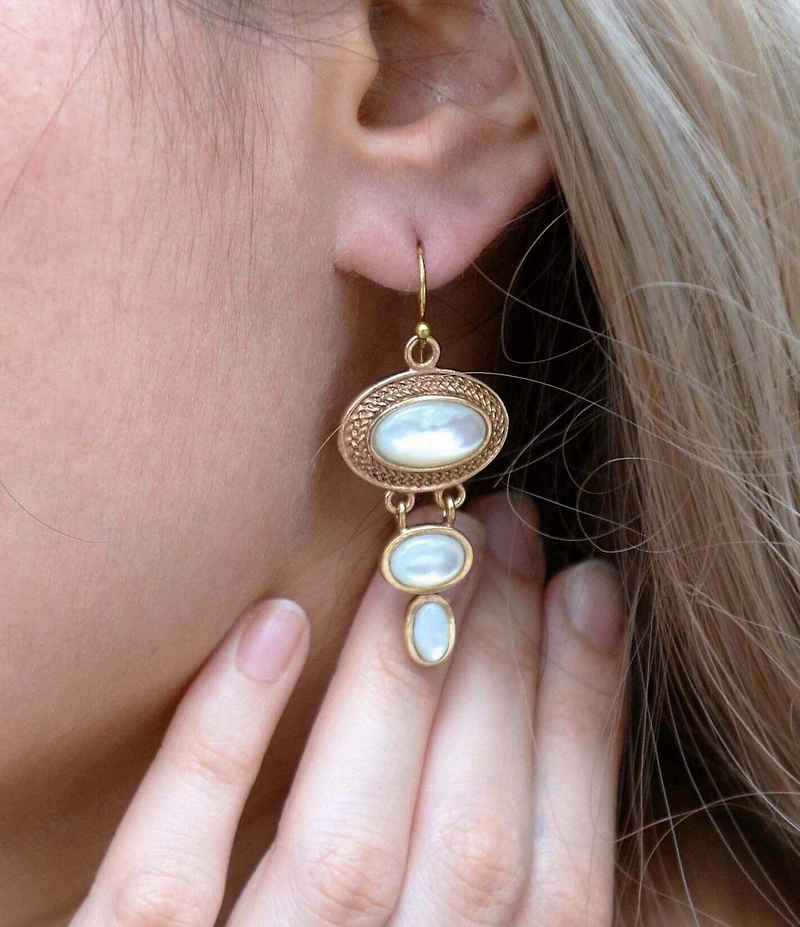 Barse Bronze and Mother Of Pearl Ovation Statement Drop Earrings