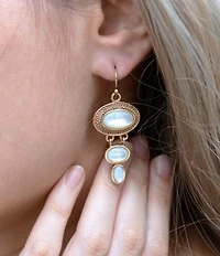 Barse Bronze and Mother Of Pearl Ovation Statement Drop Earrings