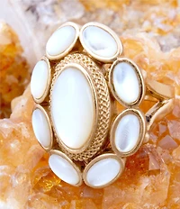 Barse White Mother of Pearl Ovation Golden Statement Ring