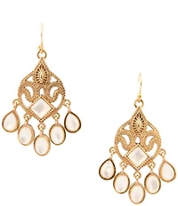 Barse Bronze and Mother Of Pearl Paris Statement Chandelier Earrings