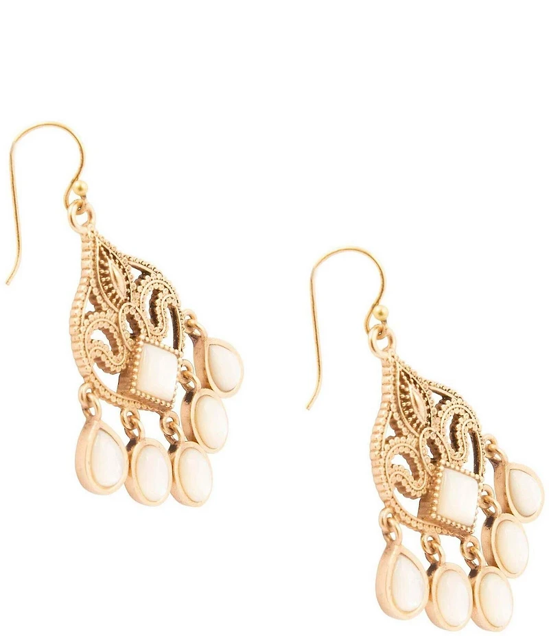 Barse Bronze and Mother Of Pearl Paris Statement Chandelier Earrings