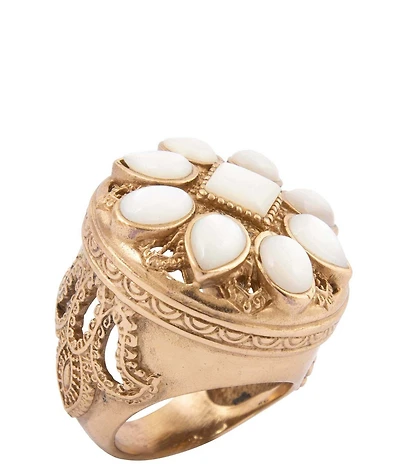 Barse Bronze and Mother Of Pearl Paris Statement Ring