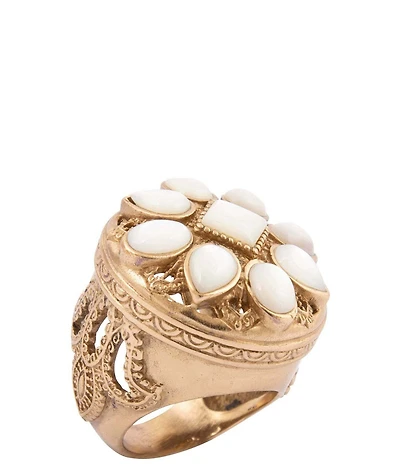 Barse Bronze and Mother Of Pearl Paris Statement Ring