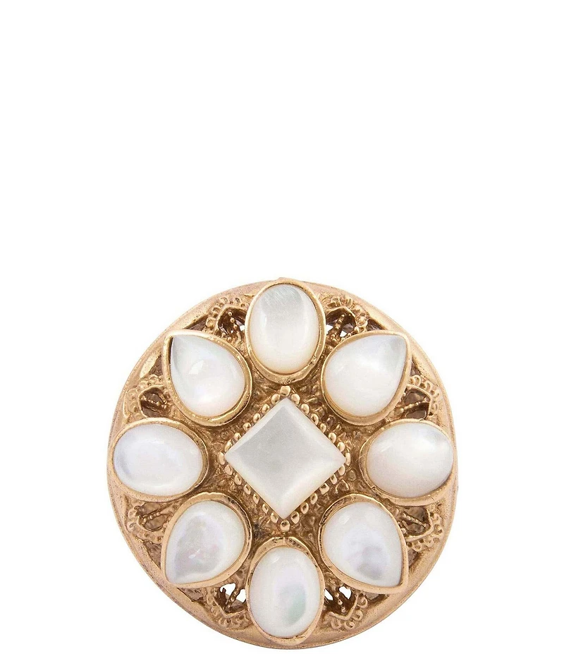 Barse Bronze and Mother Of Pearl Paris Statement Ring